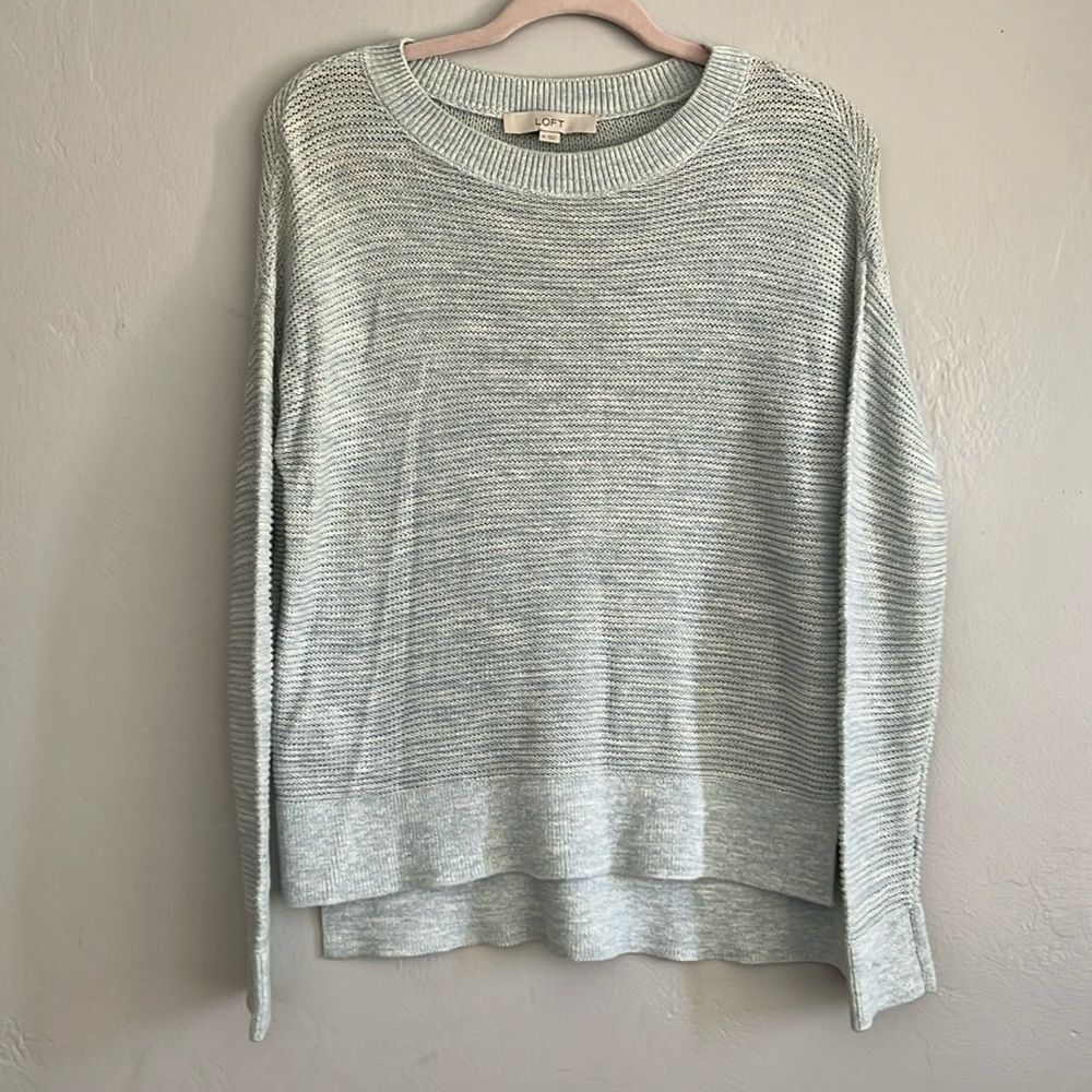 Loft Cotton Knit Blue Sweater Medium